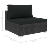 NNEVL 13 Piece Garden Lounge Set with Cushions Poly Rattan Black