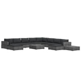 NNEVL 12 Piece Garden Lounge Set with Cushions Poly Rattan Grey