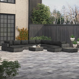 NNEVL 12 Piece Garden Lounge Set with Cushions Poly Rattan Grey