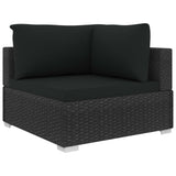 NNEVL 12 Piece Garden Lounge Set with Cushions Poly Rattan Black
