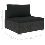 NNEVL 12 Piece Garden Lounge Set with Cushions Poly Rattan Black