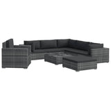 NNEVL 8 Piece Garden Lounge Set with Cushions Poly Rattan Grey