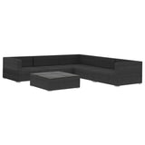 NNEVL 6 Piece Garden Lounge Set with Cushions Poly Rattan Black