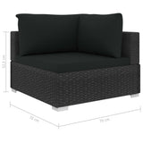 NNEVL 6 Piece Garden Lounge Set with Cushions Poly Rattan Black
