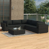 NNEVL 6 Piece Garden Lounge Set with Cushions Poly Rattan Black