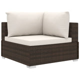 NNEVL 9 Piece Garden Lounge Set with Cushions Poly Rattan Brown