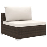 NNEVL 9 Piece Garden Lounge Set with Cushions Poly Rattan Brown