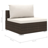 NNEVL 9 Piece Garden Lounge Set with Cushions Poly Rattan Brown
