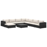NNEVL 9 Piece Garden Lounge Set with Cushions Poly Rattan Black