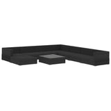 NNEVL 9 Piece Garden Lounge Set with Cushions Poly Rattan Black