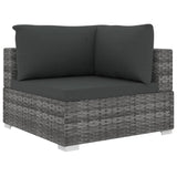 NNEVL 9 Piece Garden Lounge Set with Cushions Poly Rattan Grey