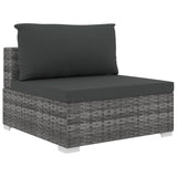 NNEVL 9 Piece Garden Lounge Set with Cushions Poly Rattan Grey