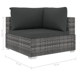 NNEVL 9 Piece Garden Lounge Set with Cushions Poly Rattan Grey