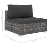 NNEVL 9 Piece Garden Lounge Set with Cushions Poly Rattan Grey
