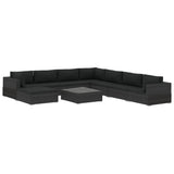 NNEVL 9 Piece Garden Lounge Set with Cushions Poly Rattan Black