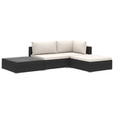 NNEVL 4 Piece Garden Lounge Set with Cushions Poly Rattan Black