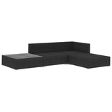 NNEVL 4 Piece Garden Lounge Set with Cushions Poly Rattan Black