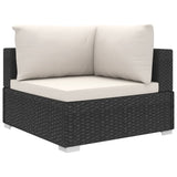 NNEVL 4 Piece Garden Lounge Set with Cushions Poly Rattan Black