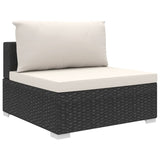 NNEVL 4 Piece Garden Lounge Set with Cushions Poly Rattan Black
