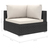 NNEVL 4 Piece Garden Lounge Set with Cushions Poly Rattan Black