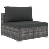 NNEVL 4 Piece Garden Lounge Set with Cushions Poly Rattan Grey