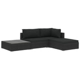NNEVL 4 Piece Garden Lounge Set with Cushions Poly Rattan Black