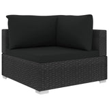 NNEVL 4 Piece Garden Lounge Set with Cushions Poly Rattan Black
