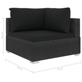 NNEVL 4 Piece Garden Lounge Set with Cushions Poly Rattan Black
