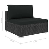 NNEVL 4 Piece Garden Lounge Set with Cushions Poly Rattan Black