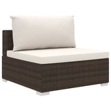 NNEVL 5 Piece Garden Lounge Set with Cushions Poly Rattan Brown