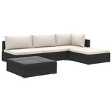 NNEVL 5 Piece Garden Lounge Set with Cushions Poly Rattan Black