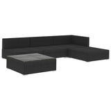 NNEVL 5 Piece Garden Lounge Set with Cushions Poly Rattan Black