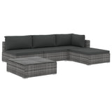 NNEVL 5 Piece Garden Lounge Set with Cushions Poly Rattan Grey