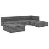NNEVL 5 Piece Garden Lounge Set with Cushions Poly Rattan Grey