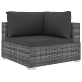 NNEVL 5 Piece Garden Lounge Set with Cushions Poly Rattan Grey