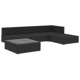 NNEVL 5 Piece Garden Lounge Set with Cushions Poly Rattan Black