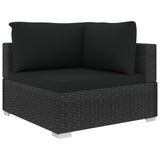 NNEVL 5 Piece Garden Lounge Set with Cushions Poly Rattan Black