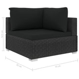NNEVL 5 Piece Garden Lounge Set with Cushions Poly Rattan Black