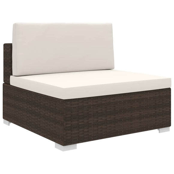 NNEVL Sectional Middle Seat 1 pc with Cushions Poly Rattan Brown