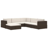 NNEVL Sectional Middle Seat 1 pc with Cushions Poly Rattan Brown