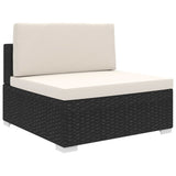 NNEVL Sectional Middle Seat 1 pc with Cushions Poly Rattan Black