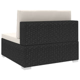 NNEVL Sectional Middle Seat 1 pc with Cushions Poly Rattan Black