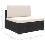 NNEVL Sectional Middle Seat 1 pc with Cushions Poly Rattan Black