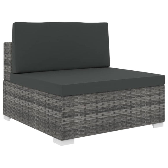 NNEVL Sectional Middle Seat 1 pc with Cushions Poly Rattan Grey