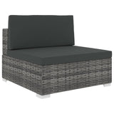 NNEVL Sectional Middle Seat 1 pc with Cushions Poly Rattan Grey