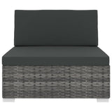 NNEVL Sectional Middle Seat 1 pc with Cushions Poly Rattan Grey