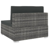 NNEVL Sectional Middle Seat 1 pc with Cushions Poly Rattan Grey