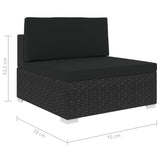 NNEVL Sectional Middle Seat 1 pc with Cushions Poly Rattan Black