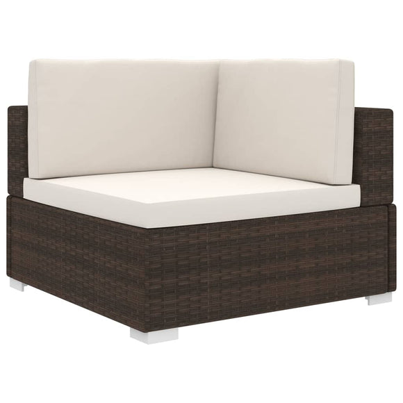 NNEVL Sectional Corner Chair 1 pc with Cushions Poly Rattan Brown