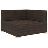 NNEVL Sectional Corner Chair 1 pc with Cushions Poly Rattan Brown